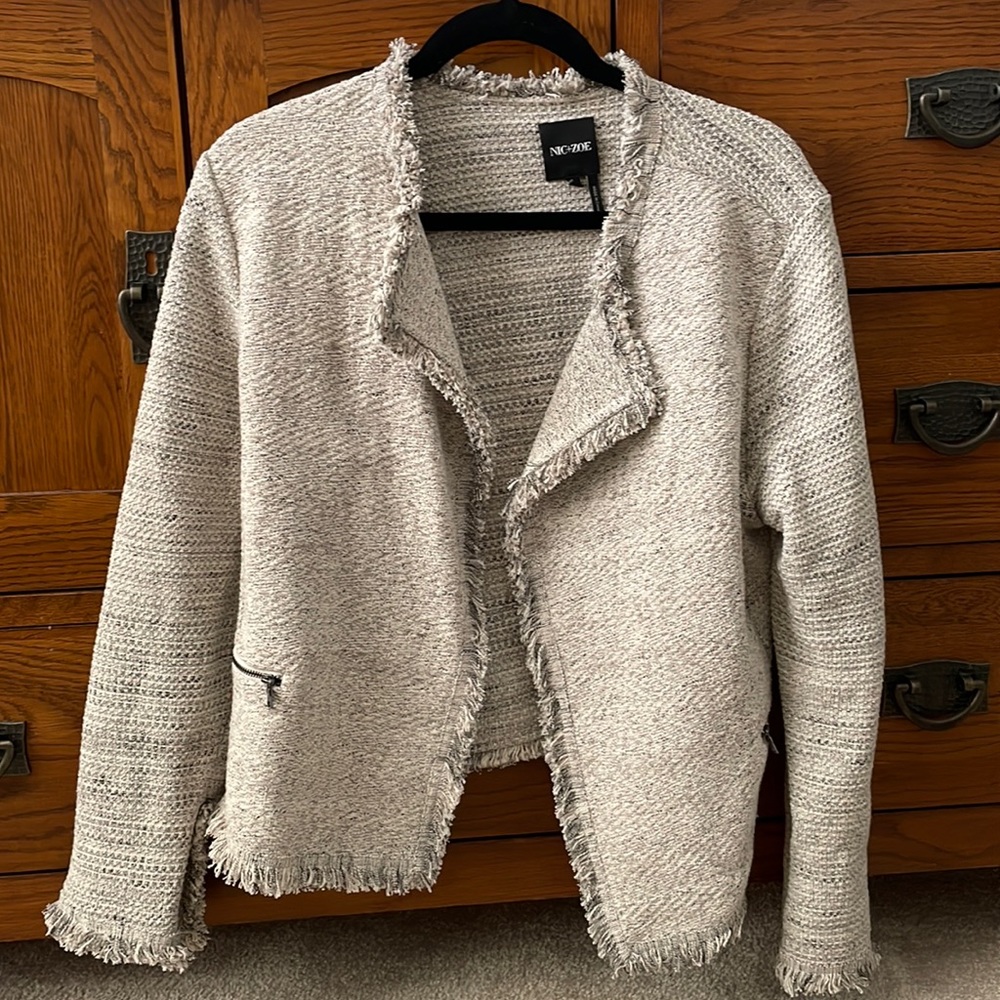 Nic+Zoe large cream tweed blazer